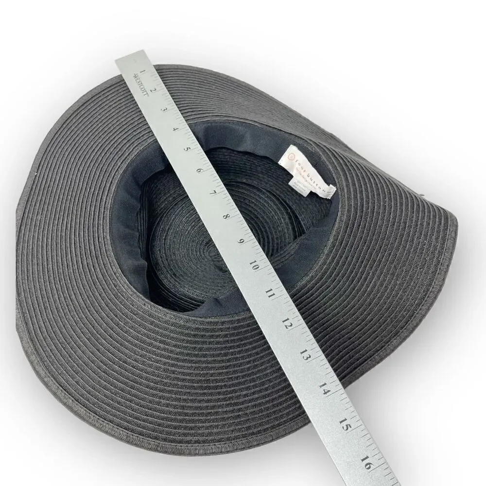 San Diego Hat Co. Four Buttons Black Paper Beach Sun Hat Women’s One Size OSFM